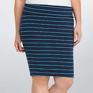 Striped Foldover Midi Skirt